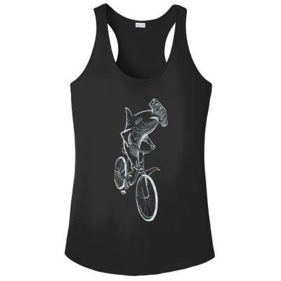Hammerhead Shark Riding Bicycle Ladies PosiCharge Competitor Racerback Tank