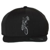 Hammerhead Shark Riding Bicycle Wool Snapback Cap