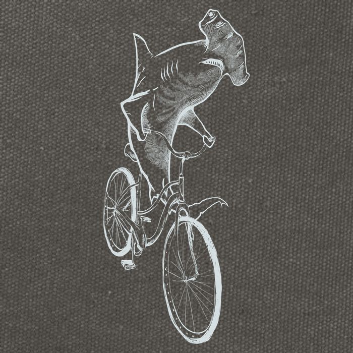 Hammerhead Shark Riding Bicycle Cotton Canvas Backpack