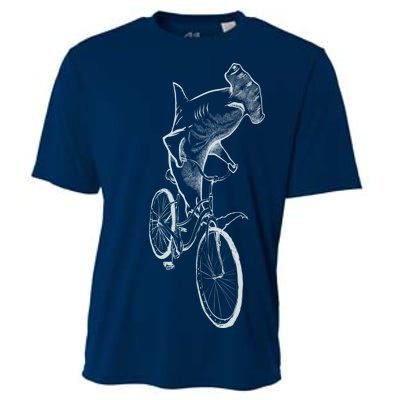 Hammerhead Shark Riding Bicycle Cooling Performance Crew T-Shirt