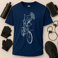 Hammerhead Shark Riding Bicycle Performance Shirt