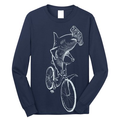 Hammerhead Shark Riding Bicycle Long Sleeve Shirt