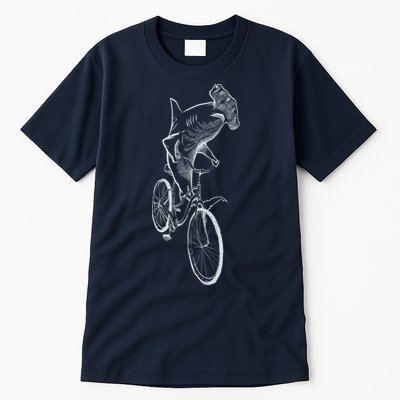 Hammerhead Shark Riding Bicycle Tall T-Shirt