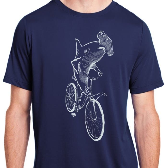 Hammerhead Shark Riding Bicycle Adult ChromaSoft Performance T-Shirt