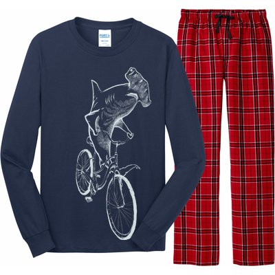 Hammerhead Shark Riding Bicycle Long Sleeve Pajama Set