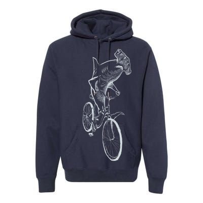 Hammerhead Shark Riding Bicycle Premium Hoodie