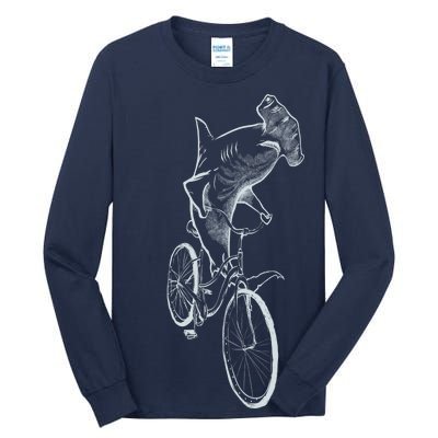 Hammerhead Shark Riding Bicycle Tall Long Sleeve T-Shirt