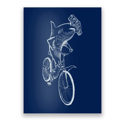 Hammerhead Shark Riding Bicycle Poster