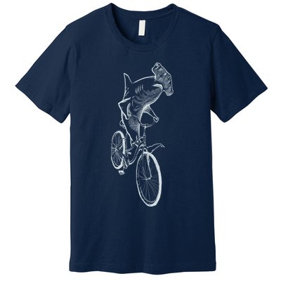 Hammerhead Shark Riding Bicycle Premium T-Shirt