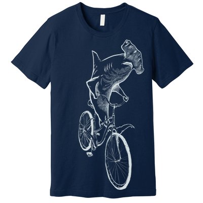 Hammerhead Shark Riding Bicycle Premium T-Shirt