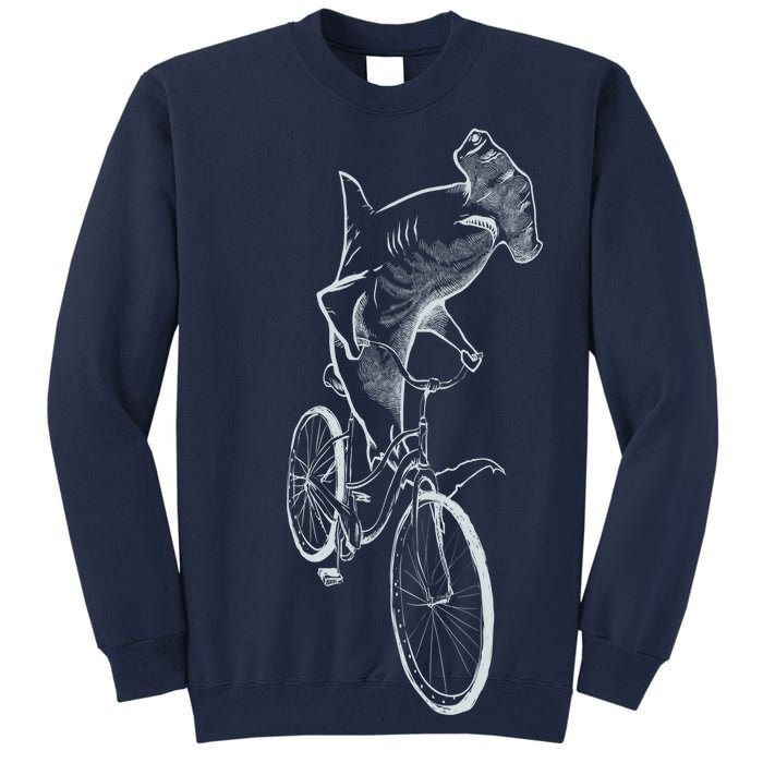 Hammerhead Shark Riding Bicycle Tall Sweatshirt