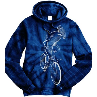 Hammerhead Shark Riding Bicycle Tie Dye Hoodie