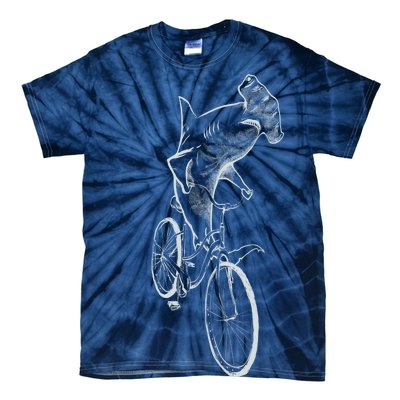 Hammerhead Shark Riding Bicycle Tie-Dye T-Shirt