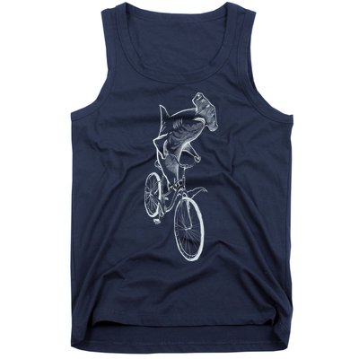 Hammerhead Shark Riding Bicycle Tank Top