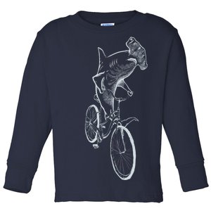 Hammerhead Shark Riding Bicycle Toddler Long Sleeve Shirt