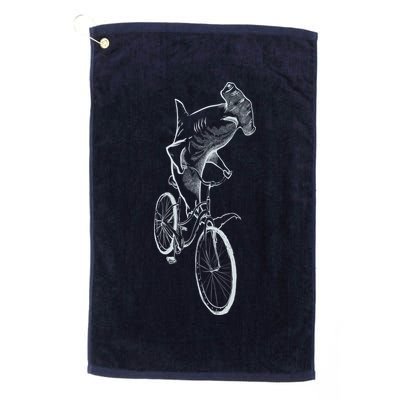 Hammerhead Shark Riding Bicycle Golf Towel