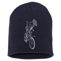 Hammerhead Shark Riding Bicycle Short Acrylic Beanie