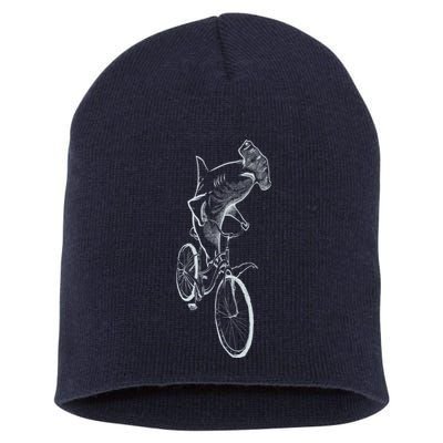 Hammerhead Shark Riding Bicycle Short Acrylic Beanie