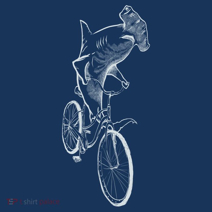 Hammerhead Shark Riding Bicycle Short Acrylic Beanie