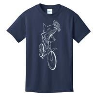 Hammerhead Shark Riding Bicycle Kids T-Shirt