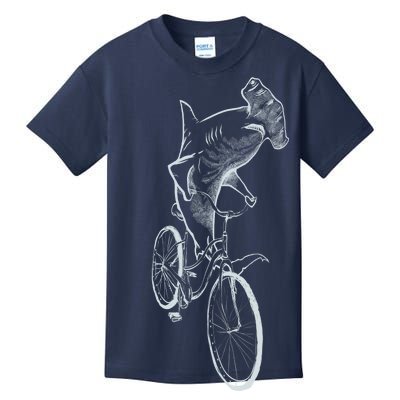 Hammerhead Shark Riding Bicycle Kids T-Shirt