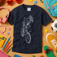 Hammerhead Shark Riding Bicycle Kids T-Shirt