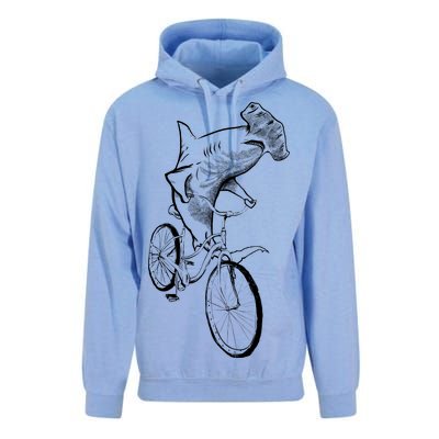 Hammerhead Shark Riding Bicycle Unisex Surf Hoodie