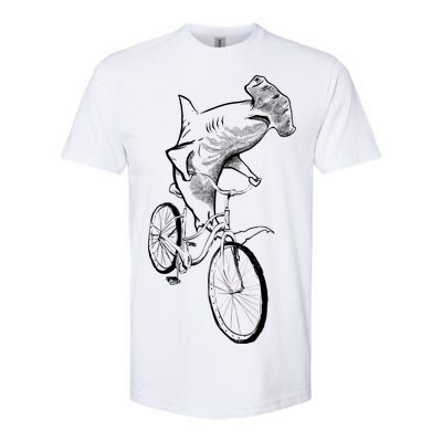 Hammerhead Shark Riding Bicycle Softstyle CVC T-Shirt