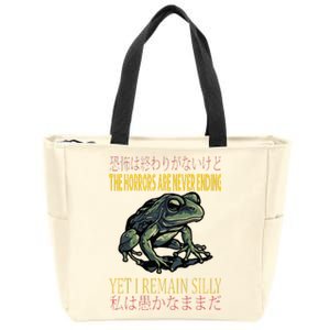 Horrors Are Never Ending Yet I Remain Silly Japanese Frog Zip Tote Bag