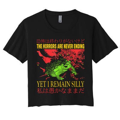 Horrors Are Never Ending Yet I Remain Silly Japanese Frog Crop Top