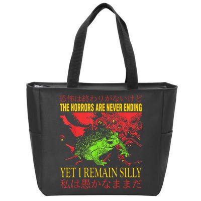 Horrors Are Never Ending Yet I Remain Silly Japanese Frog Zip Tote Bag