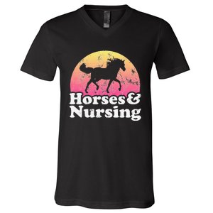 Horse and Nurse  or Horses Nursing V-Neck T-Shirt