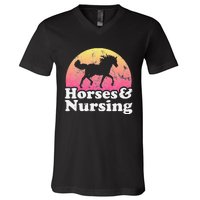 Horse and Nurse  or Horses Nursing V-Neck T-Shirt