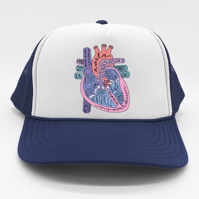 Heart Anatomy Nursing School Cardiologist Anatomical Heart Trucker Hat