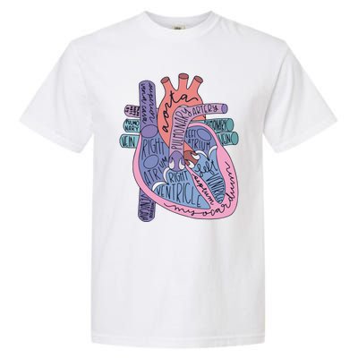 Heart Anatomy Nursing School Cardiologist Anatomical Heart Garment-Dyed Heavyweight T-Shirt