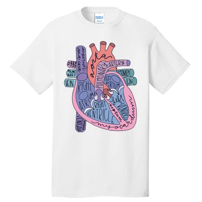 Heart Anatomy Nursing School Cardiologist Anatomical Heart Tall T-Shirt