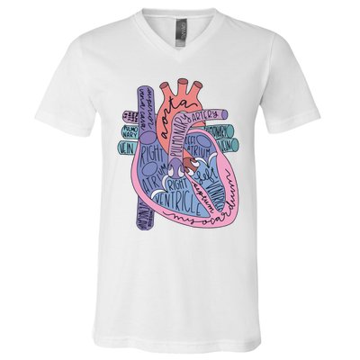 Heart Anatomy Nursing School Cardiologist Anatomical Heart V-Neck T-Shirt