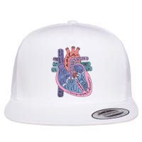 Heart Anatomy Nursing School Cardiologist Anatomical Heart Flat Bill Trucker Hat