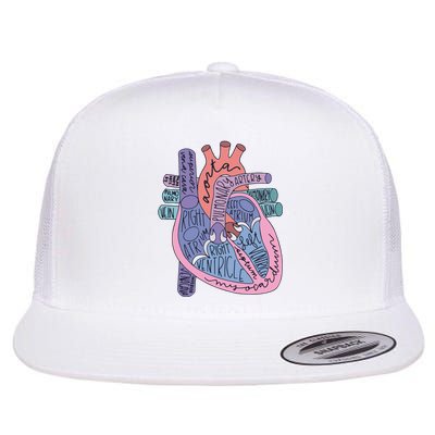 Heart Anatomy Nursing School Cardiologist Anatomical Heart Flat Bill Trucker Hat