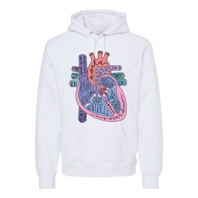 Heart Anatomy Nursing School Cardiologist Anatomical Heart Premium Hoodie