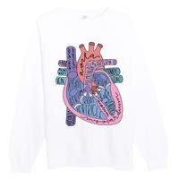 Heart Anatomy Nursing School Cardiologist Anatomical Heart Premium Crewneck Sweatshirt