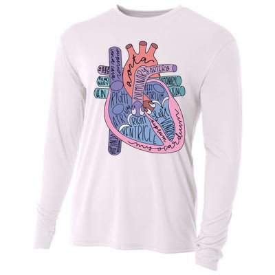 Heart Anatomy Nursing School Cardiologist Anatomical Heart Cooling Performance Long Sleeve Crew