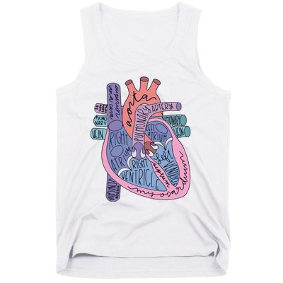 Heart Anatomy Nursing School Cardiologist Anatomical Heart Tank Top