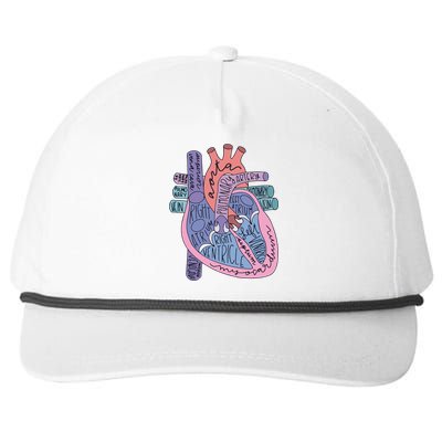 Heart Anatomy Nursing School Cardiologist Anatomical Heart Snapback Five-Panel Rope Hat