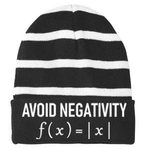 Humorous Avoid Negativity Math Equation Men Women Saying Pun Striped Beanie with Solid Band