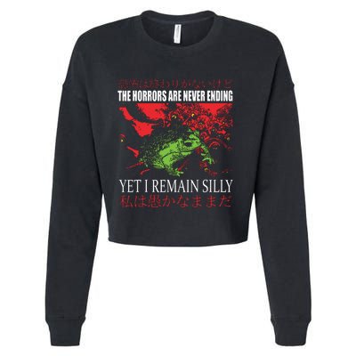 Horrors Are Never Ending Yet I Remain Silly Japanese Frog Cropped Pullover Crew