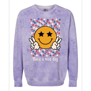 Have A Nice Day Smiley Face | 4th Of July Colorblast Crewneck Sweatshirt