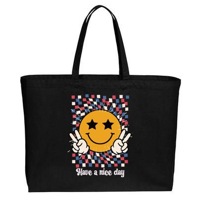 Have A Nice Day Smiley Face | 4th Of July Cotton Canvas Jumbo Tote