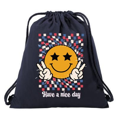 Have A Nice Day Smiley Face | 4th Of July Drawstring Bag