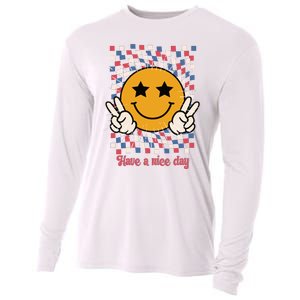 Have A Nice Day Smiley Face | 4th Of July Cooling Performance Long Sleeve Crew